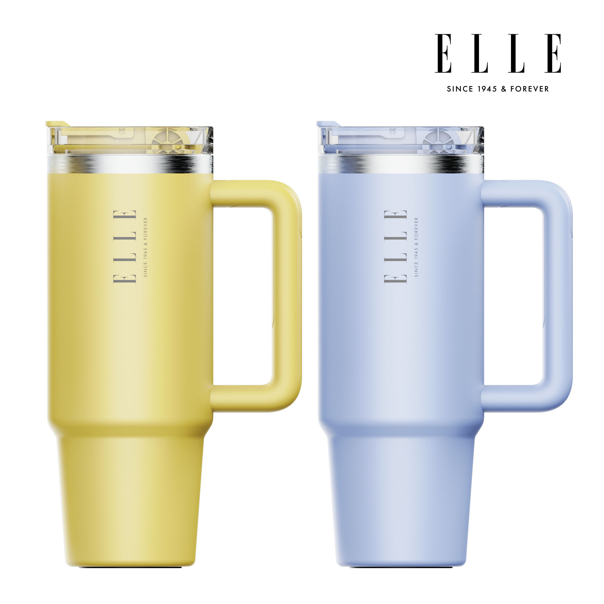 엘르 시그니처 텀블러 대용량 차량용 스텐 1+1 900ml, 옐로우+블루, 1개 - 상품 이미지
