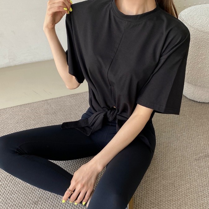 무브 커버업 반팔 티셔츠 루즈핏 필라테스복 요가복 상의 크롭 운동복 - 상세 이미지 3