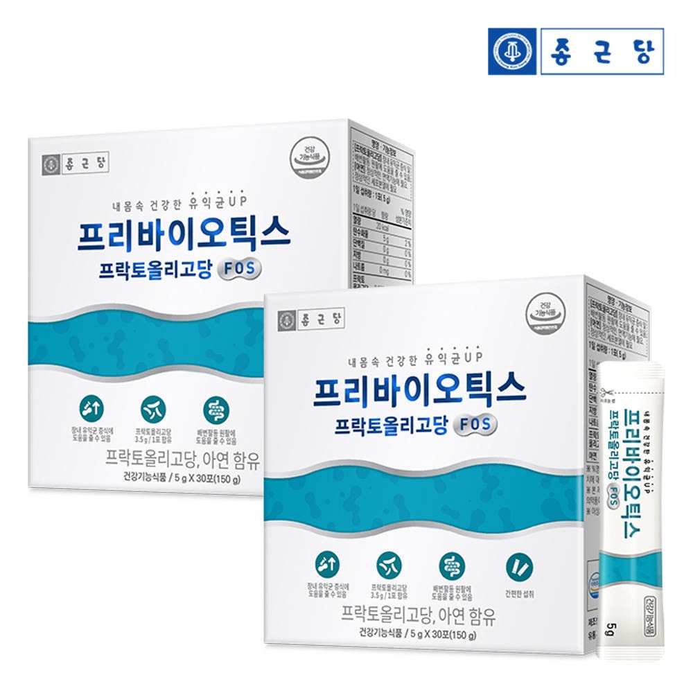 종근당 프리바이오틱스 프락토올리고당 FOS 장건강 생유산균 30포, 2개 - 상품 이미지