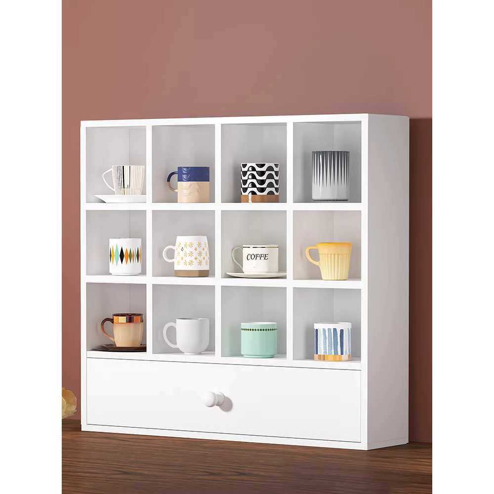 머그잔 장식장 진열장 찬장 체크 컵 커피잔 컵보드 45x45cm 화이트 - 상세 이미지 2