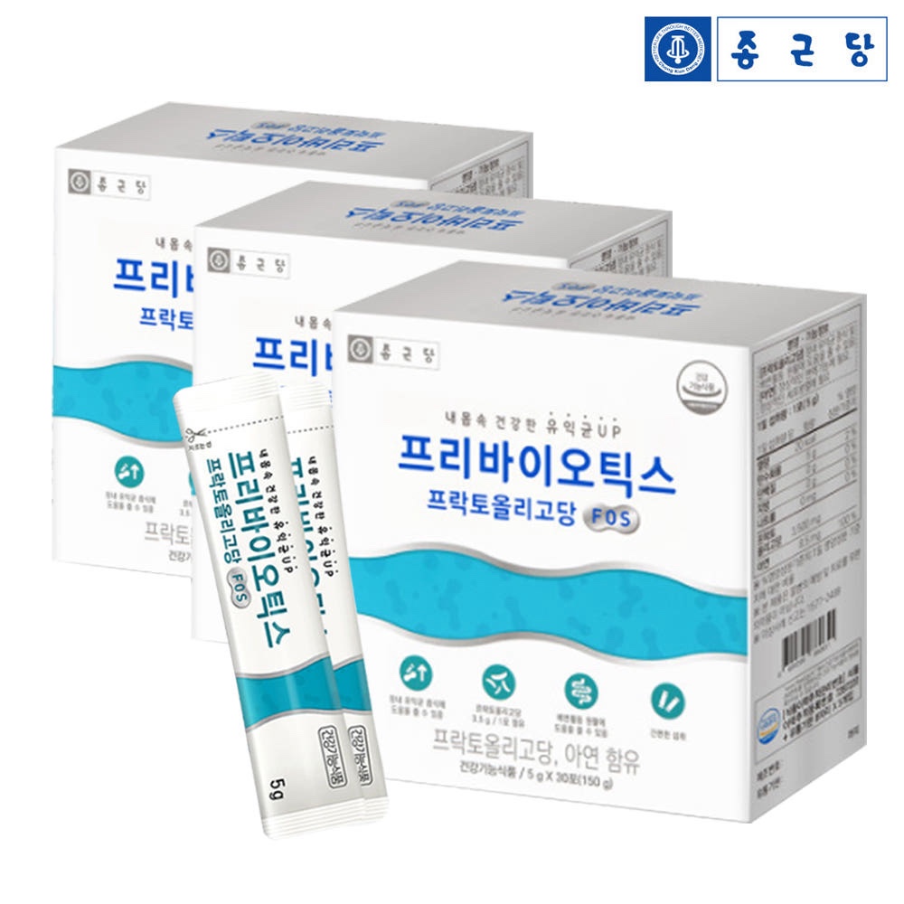 종근당 프리바이오틱스 프락토올리고당 FOS 장건강 생유산균 30포, 3개 - 상품 이미지