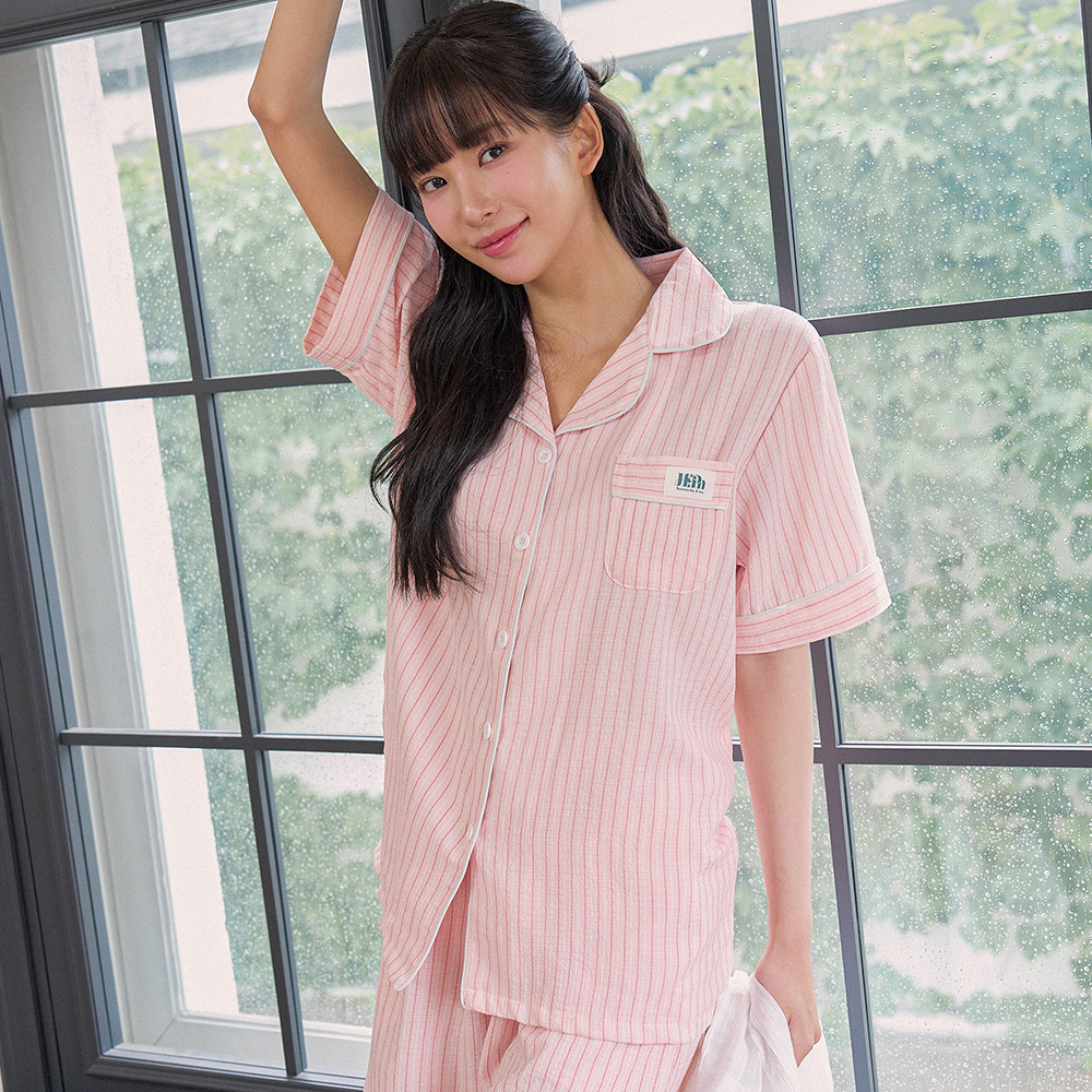 [효빈 PICK][2PACK] 하이픈 체리쉬 브리즈핏 남녀공용 반팔 잠옷 세트 - 상세 이미지 2