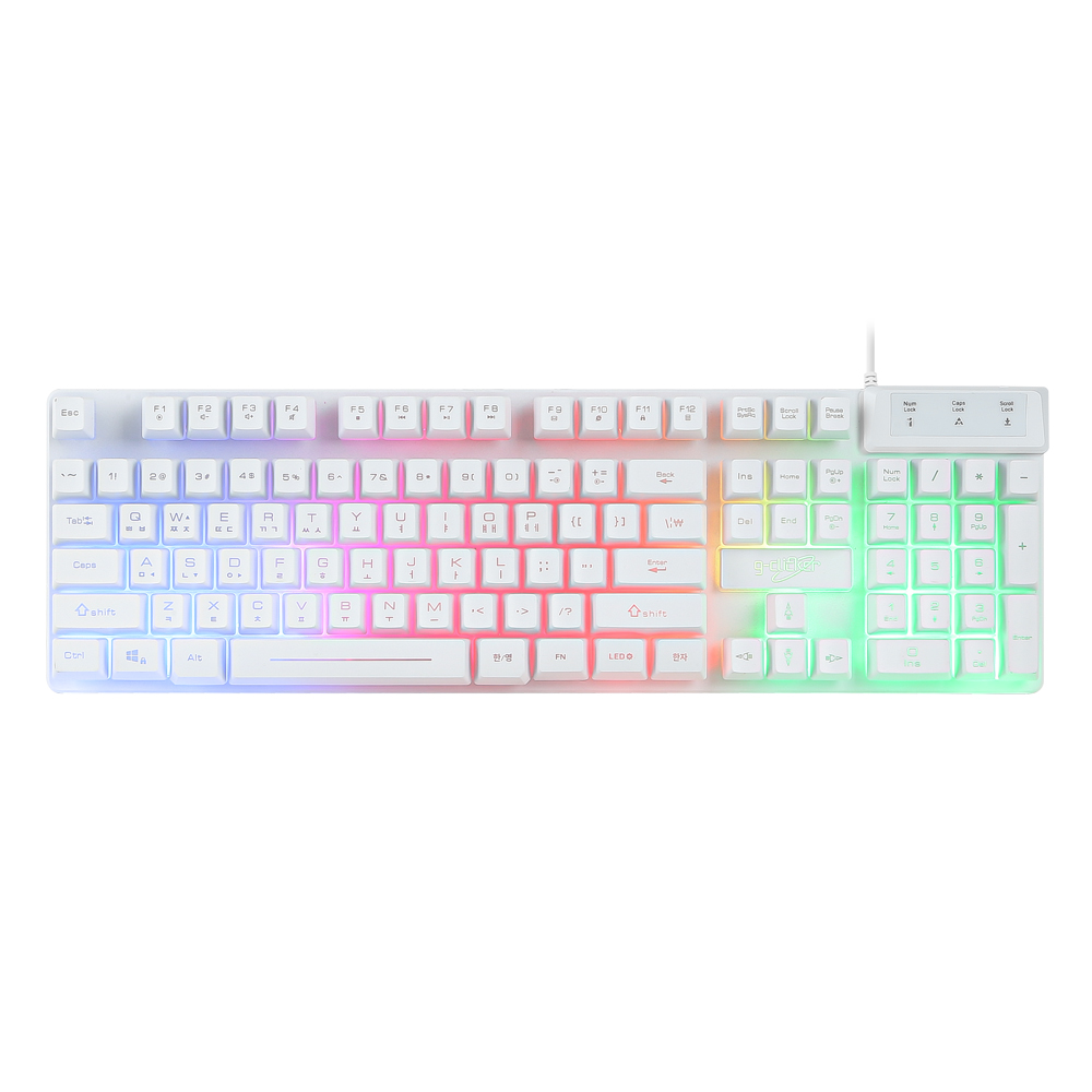 슈퍼히어로 G3 Plus 104키 레인보우 LED 게이밍 키보드 화이트, 멤브레인 - 상품 이미지