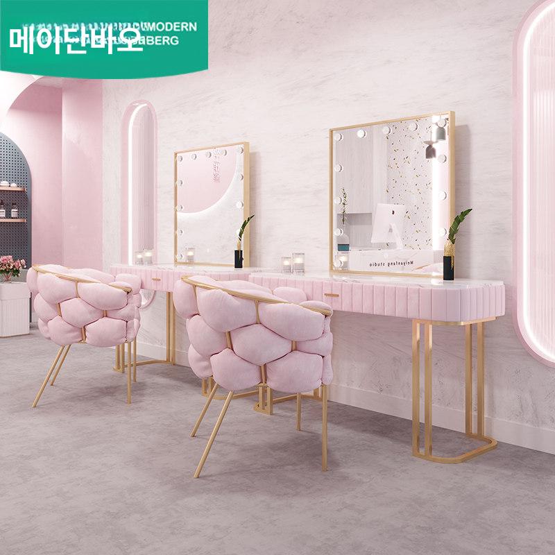 조명화장대 분장실 테이블 거울 뷰티샵 아티스트 전문 80cm 조립형 - 상세 이미지 3