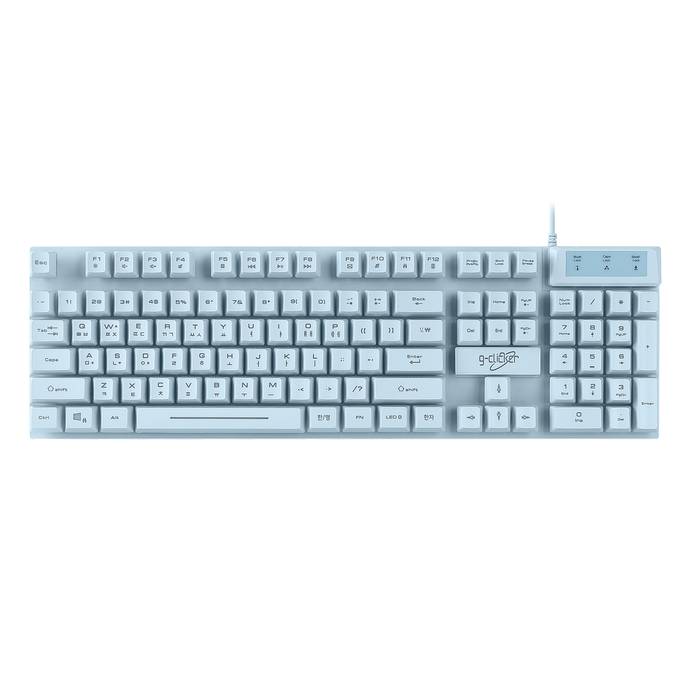 슈퍼히어로 G3 Plus 104키 레인보우 LED 게이밍 키보드 스카이블루, 멤브레인 - 상세 이미지 4