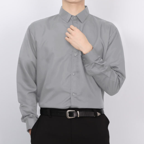 남성 셔츠 룩 회사원 여름 긴팔 무지 남자 면접 단체 와이셔츠 남방 봄 중년 캐쥬얼 슬림 - 상품 이미지