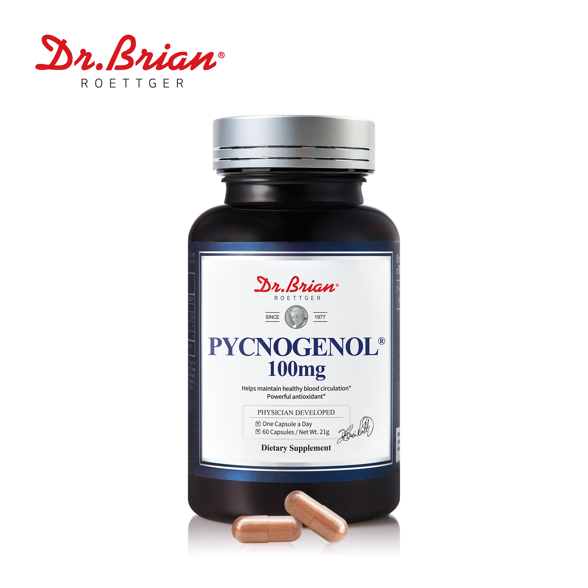 닥터브라이언 피크노제놀 100mg 호팍사 프랑스 해안 소나무껍질 60캡슐, 1개 - 상품 이미지