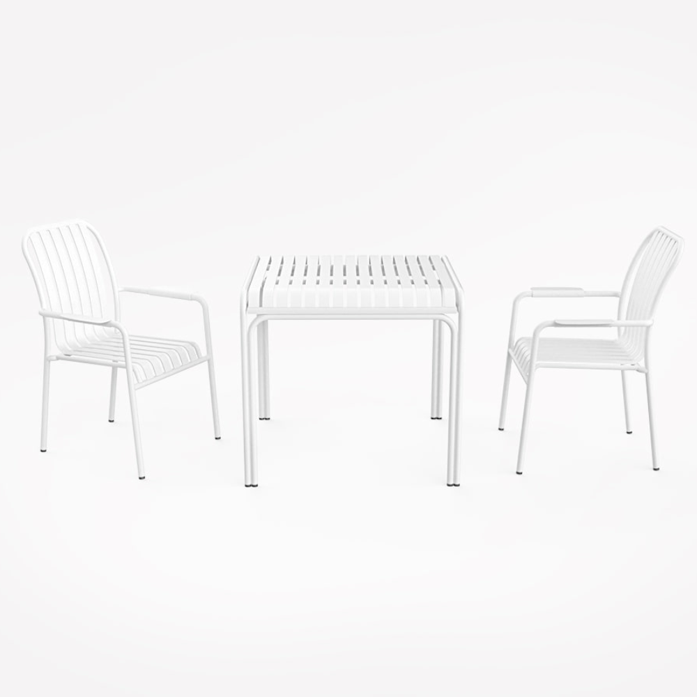 알루미늄 야외용 스퀘어 테이블 카페 테라스 정원 매장용 업소용 홈카페 80x80cm, 화이트+파라솔 홀더 - 상세 이미지 4