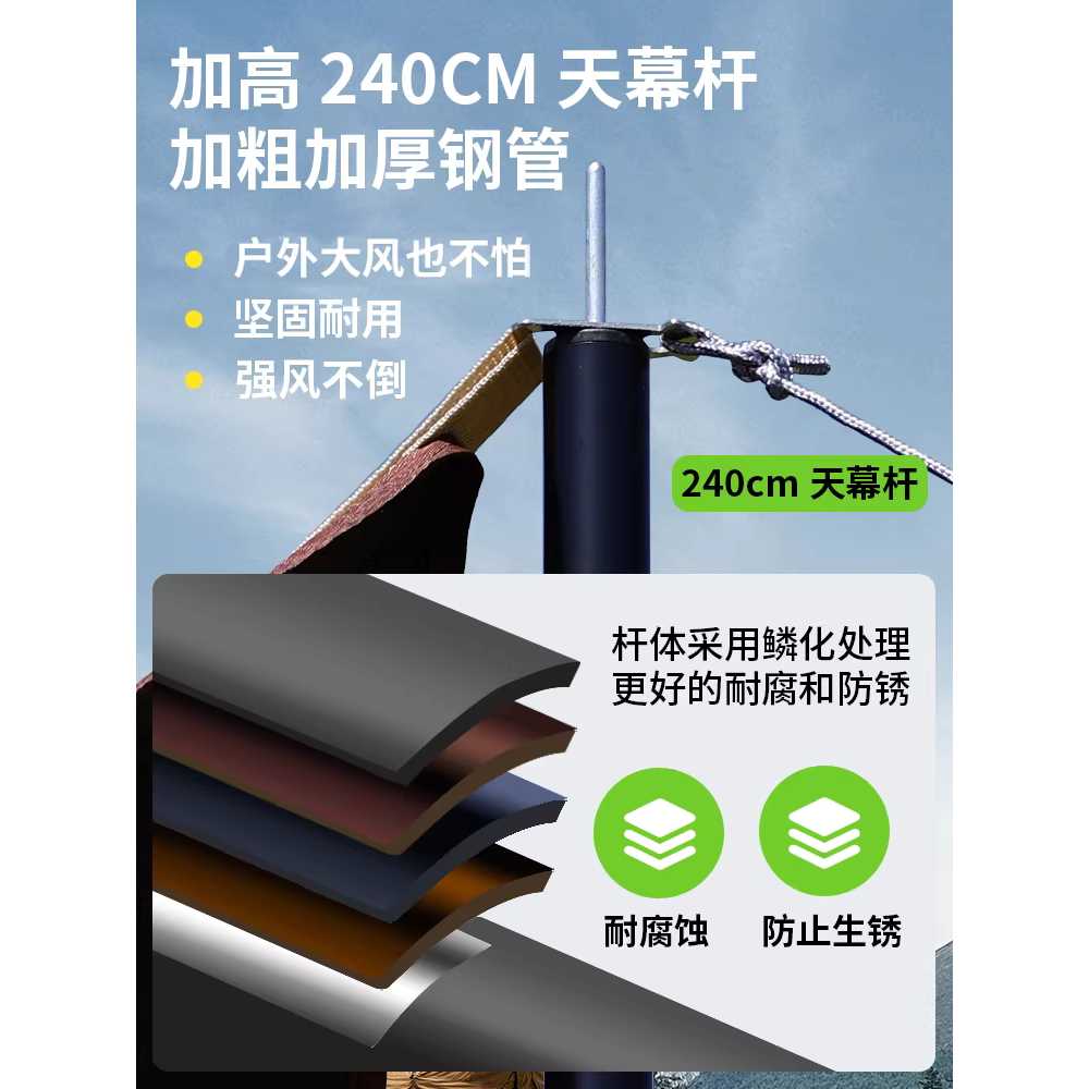 초대형 타프 그늘막 캠핑용 천막 캐노피 대형 방수 3x3m 샌드골드 - 상세 이미지 2