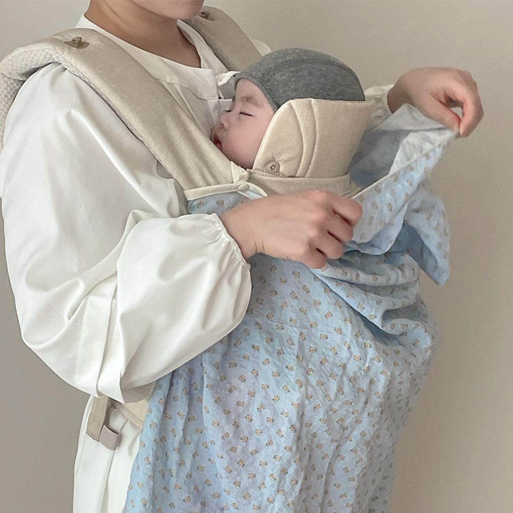 올포홈 인견 여름 아기띠 블랭킷 유아 아기띠 햇빛 가리개 테디하트 - 상세 이미지 2