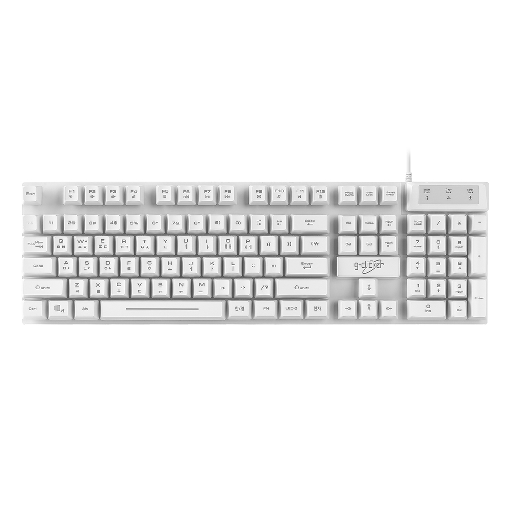 슈퍼히어로 G3 Plus 104키 레인보우 LED 게이밍 키보드 화이트, 멤브레인 - 상세 이미지 4