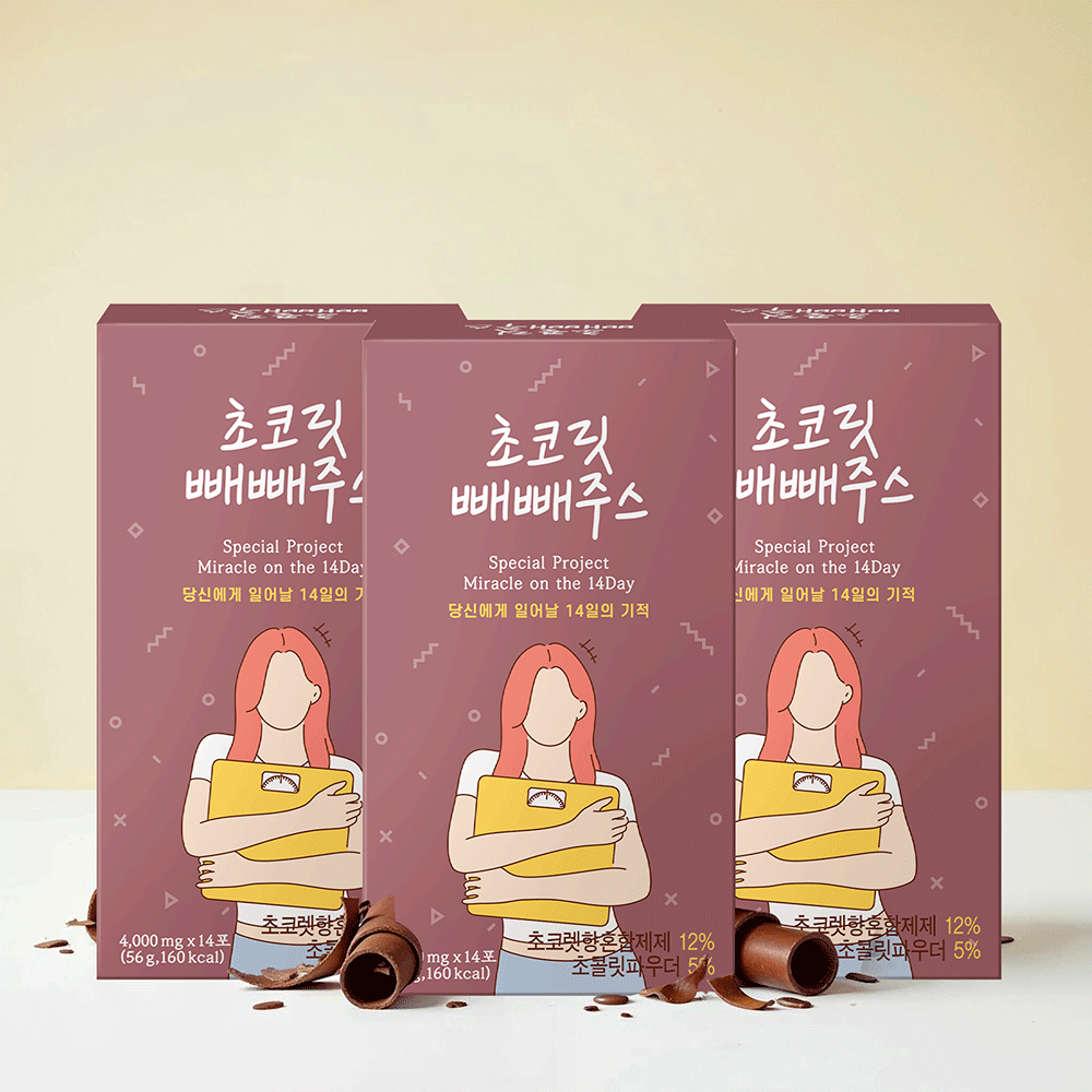 팁스헬시 원조 빼빼주스 클렌즈 초콜릿 14포, 3개 - 상품 이미지