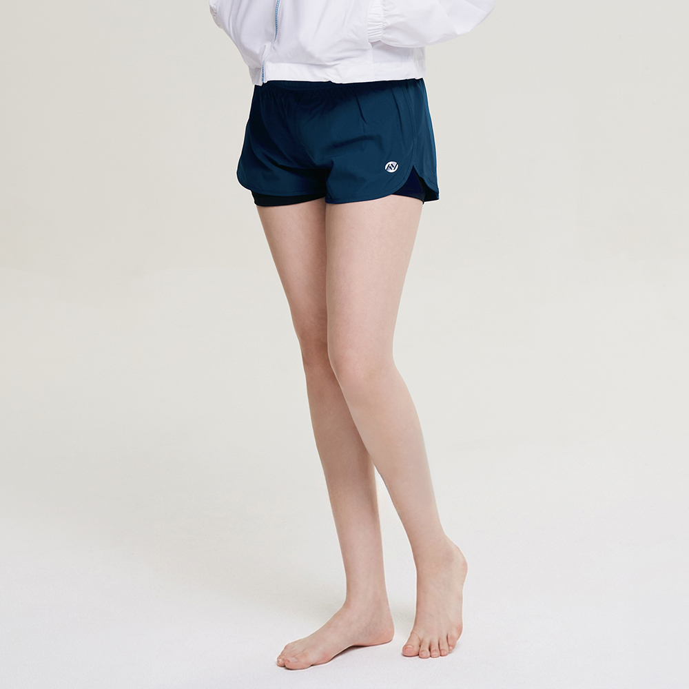 여성 남자 2in1 반바지 레깅스 래쉬가드 수영복 바지 운동복 짐웨어 러닝 팬츠 블랙 - 상세 이미지 4
