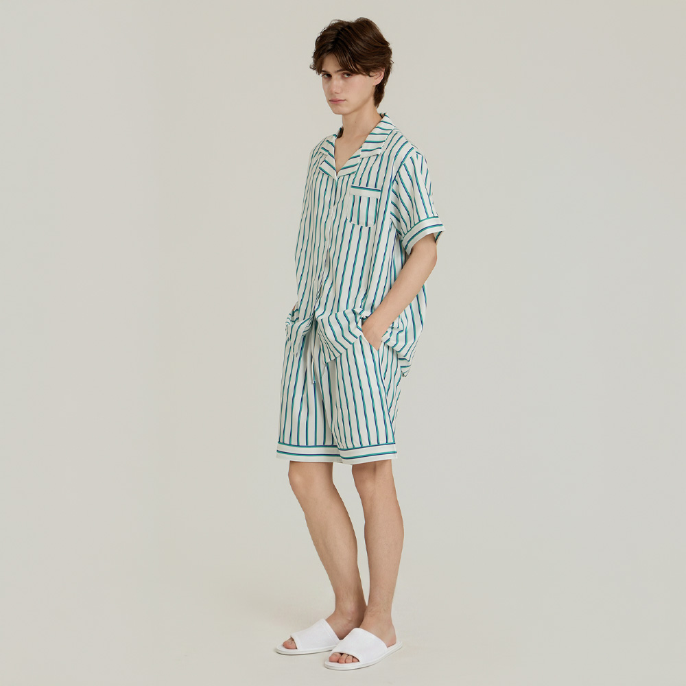 오션 브리즈 남성 숏 파자마 여름 홈웨어 반팔 반바지 잠옷 세트 L size 이미지 6