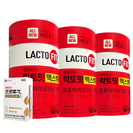 종근당건강 락토핏 맥스19 60포 3통 (총 180포) 온가족 프로바이오틱스