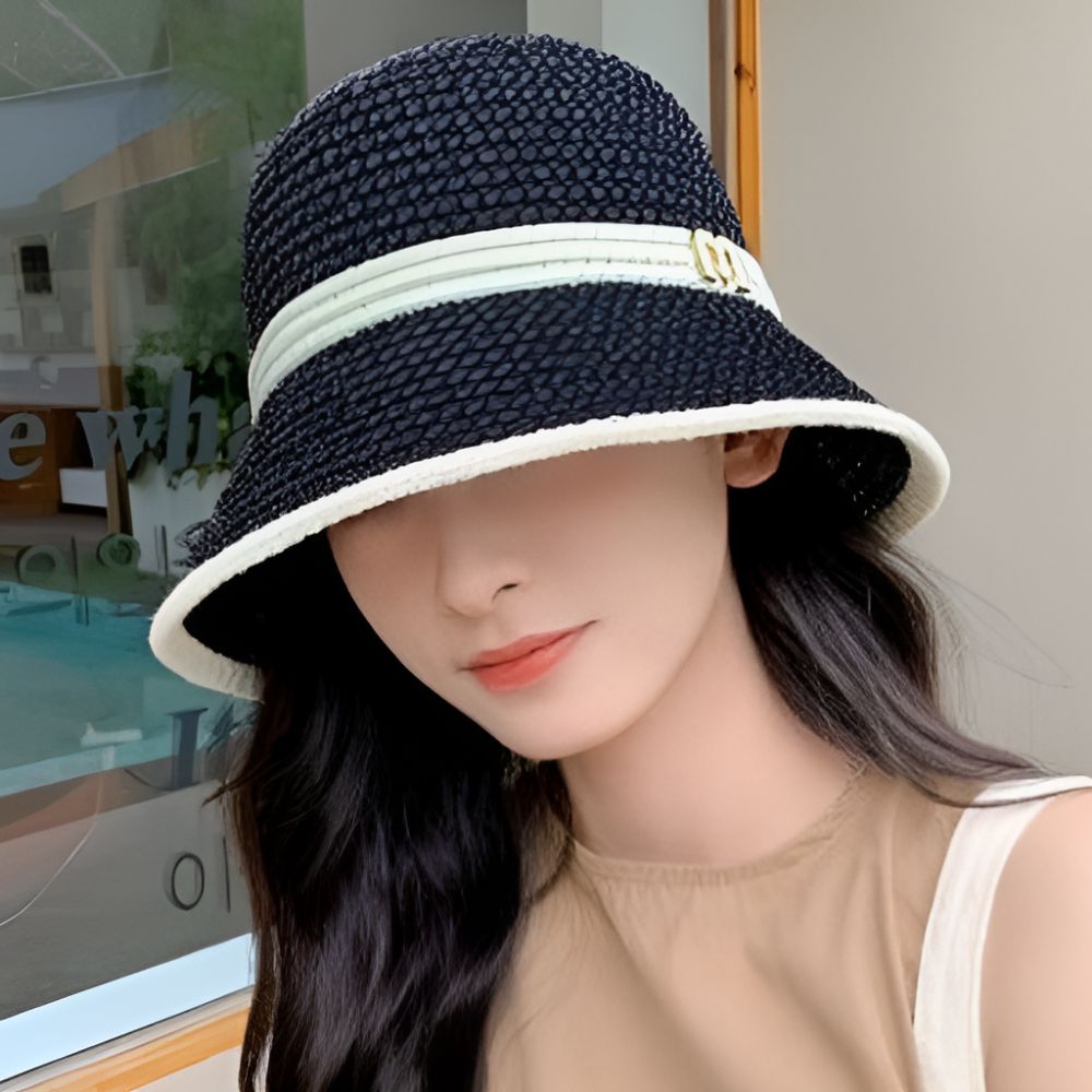 여성창모자 라탄썬캡 햇빛가리는모자 창넓은 접이식썬캡 - 상세 이미지 5