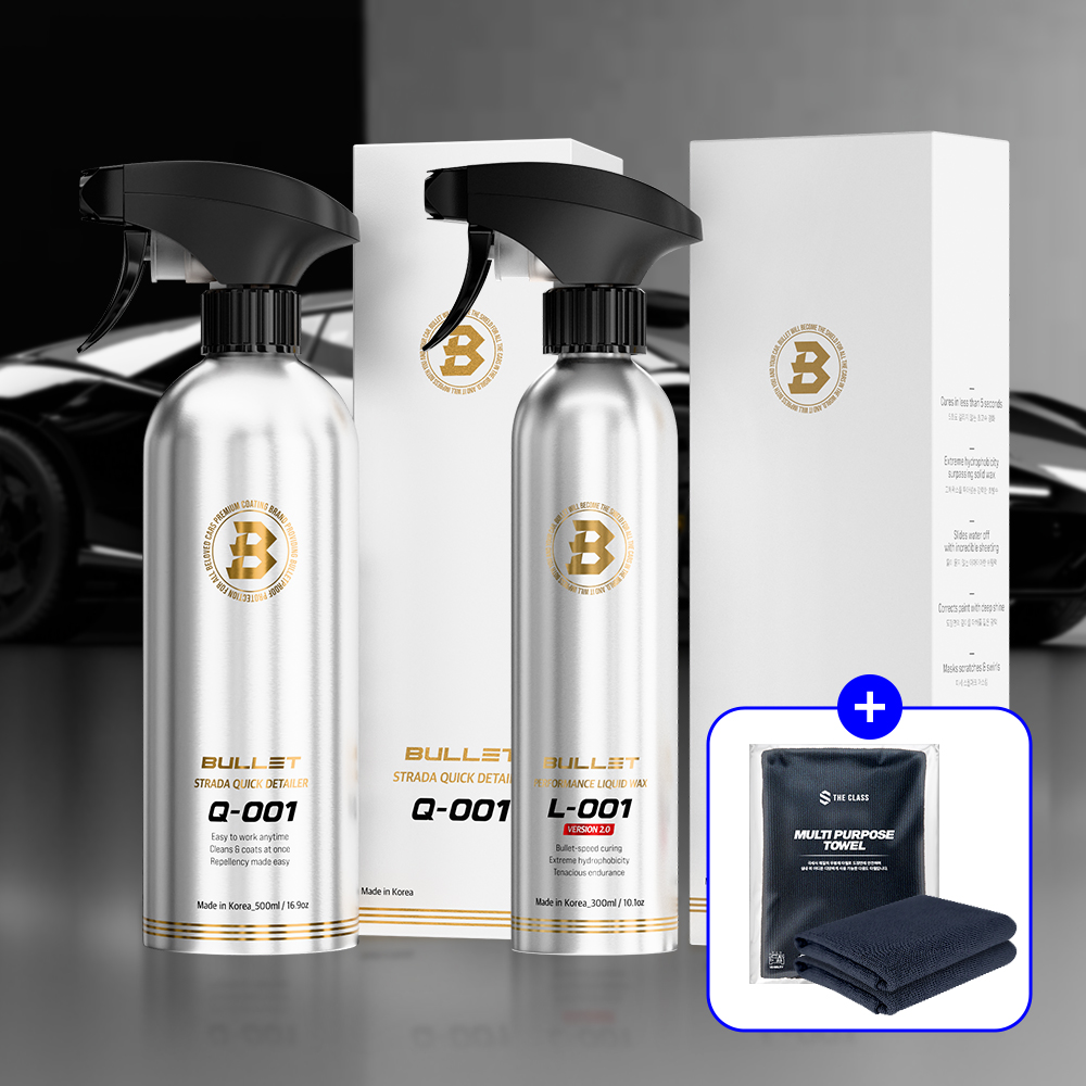 네이버 THECLASS 더 클래스 불렛 시너지 물왁스 2종 세트(L001 300ml+Q001 500ml) 타월 2장