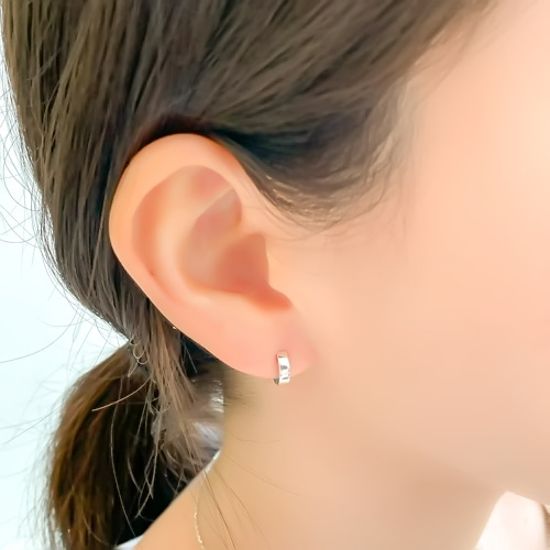 실버925 3mm 스퀘어 원터치 귀걸이 - 상세 이미지 3