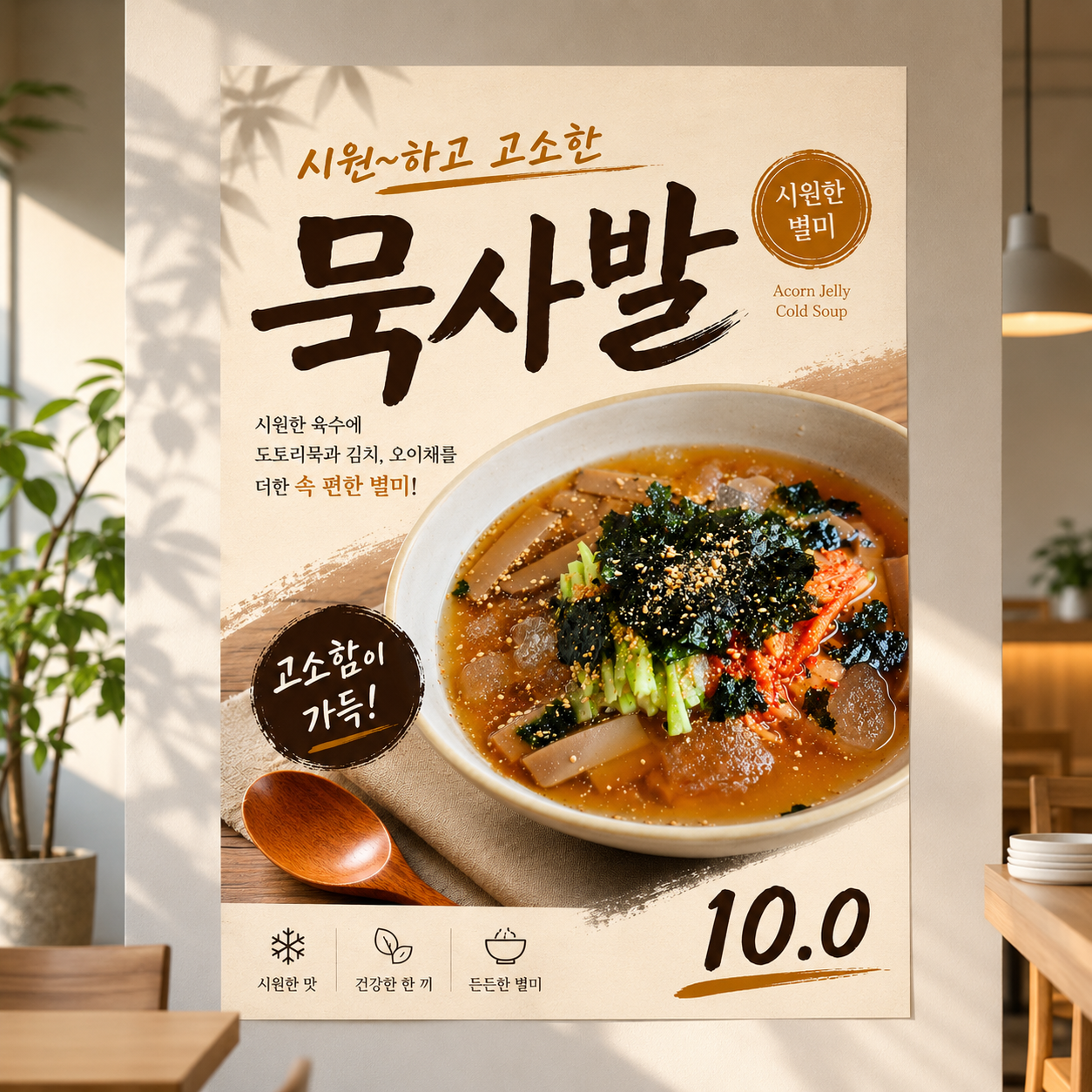 묵사발 포스터 제작 여름 메뉴 인쇄 디자인 식당 A 반광택 인화지 235g A3 - 상품 이미지