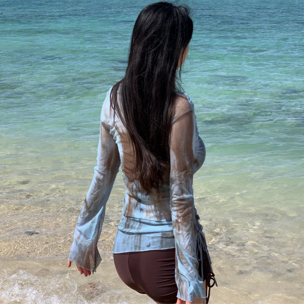 타이다이 체형커버수영복 유교걸수영복 스윔팬츠 비키니커버업 홀터넥비키니 - 상세 이미지 4