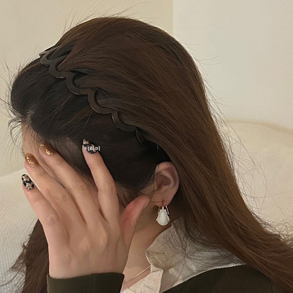 레오파드 톱니 웨이브 머리띠 이빨 세안 헤어 볼륨 가벼운 헤어밴드 이미지 7