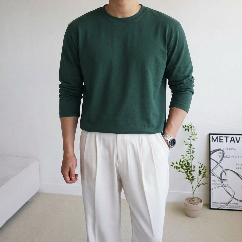 1+1 남자 구김없는 링클프리 라운드 루즈핏 머슬핏 긴팔 티셔츠 8color 이미지 7
