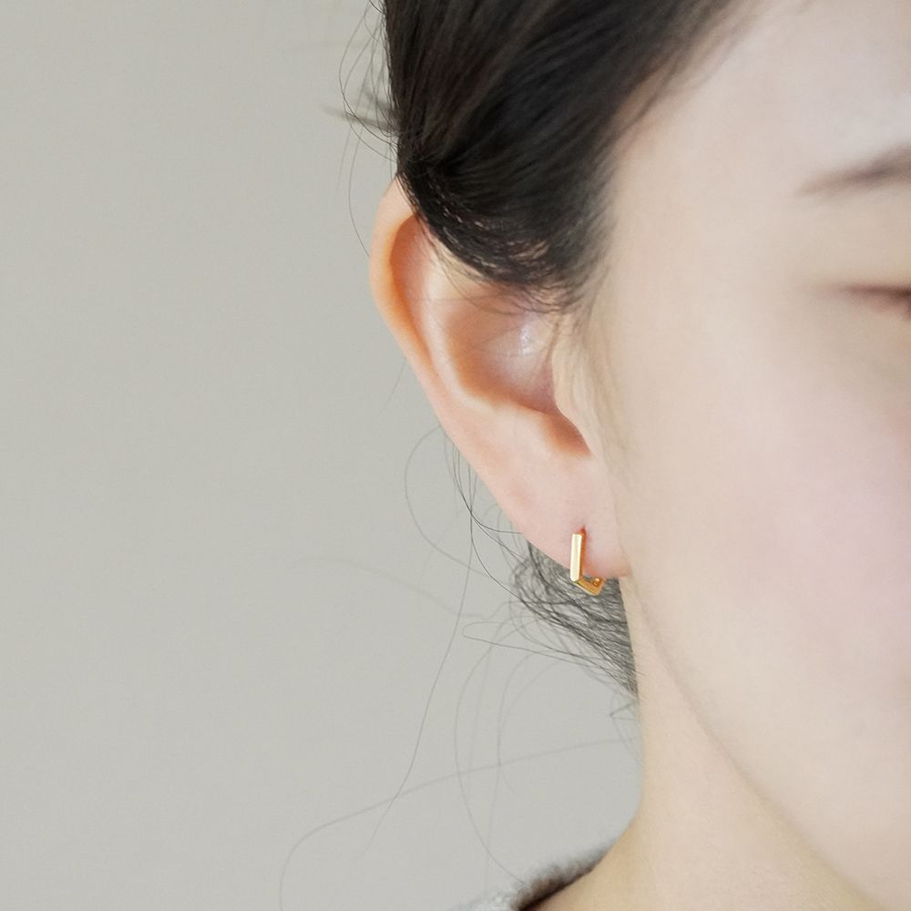 실버925 오각형 원터치 은 귀걸이 심플 이미지 6