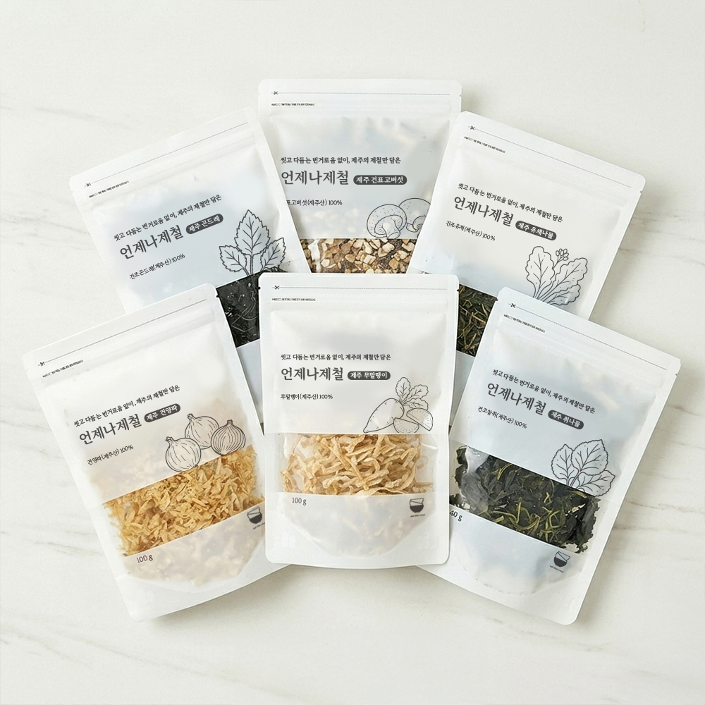 잇더밀 언제나제철 제주 건나물 6종 세트 취나물 유채나물 곤드레 표고버섯 무말랭이 건양파 - 상품 이미지