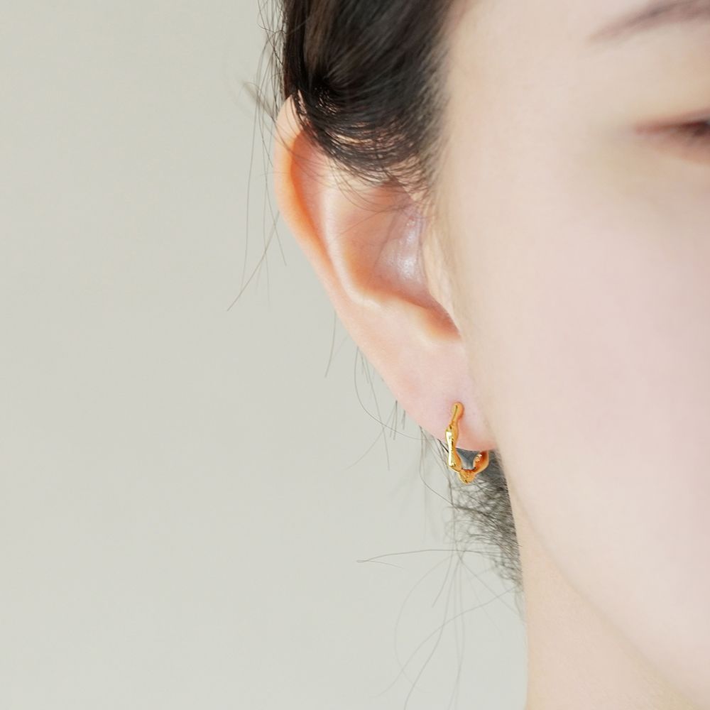 실버925 웨이브 물결 볼 원터치 은 귀걸이 이미지 7