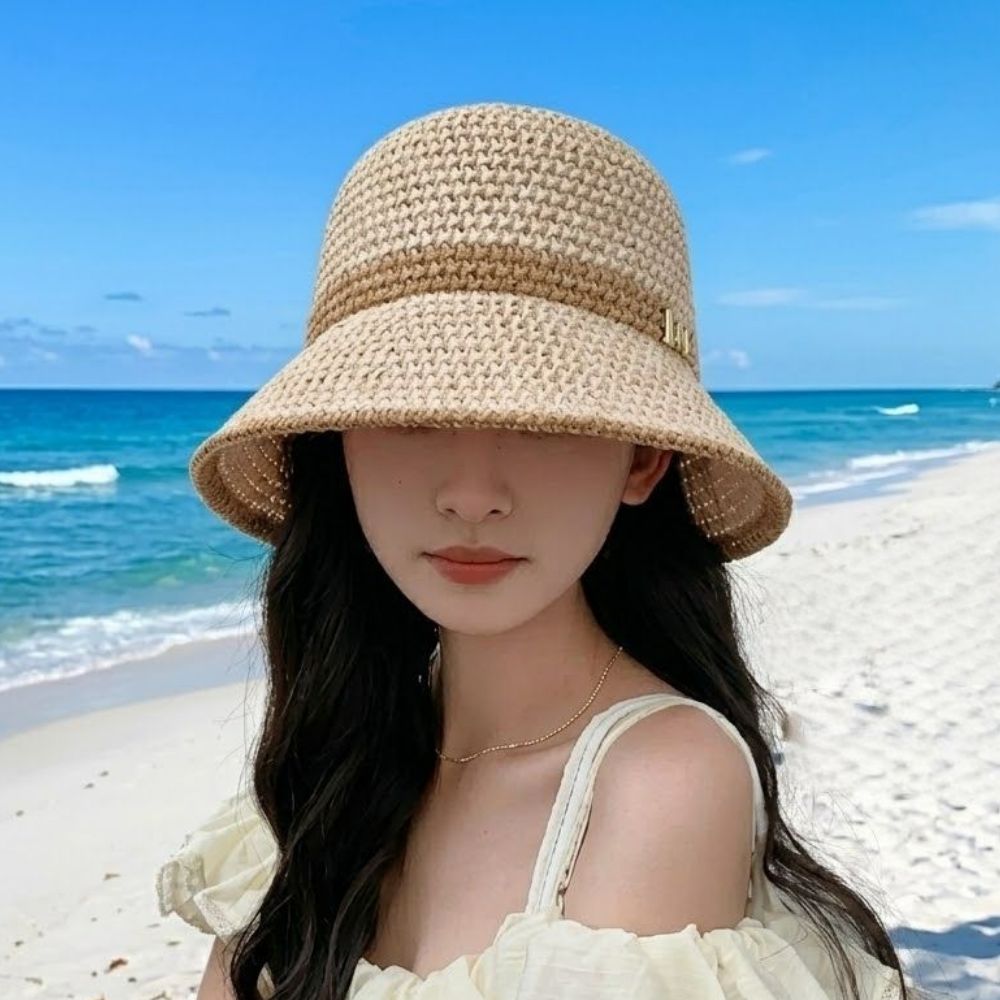 여성창모자 라탄썬캡 햇빛가리는모자 창넓은 접이식썬캡 - 상세 이미지 2