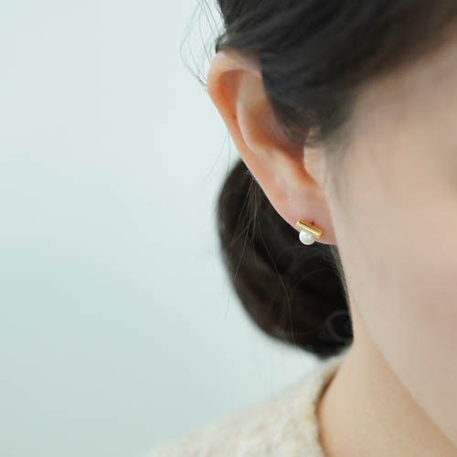 실버925 스와로브스키 파이프 바 볼드 진주 귀걸이 이미지 8