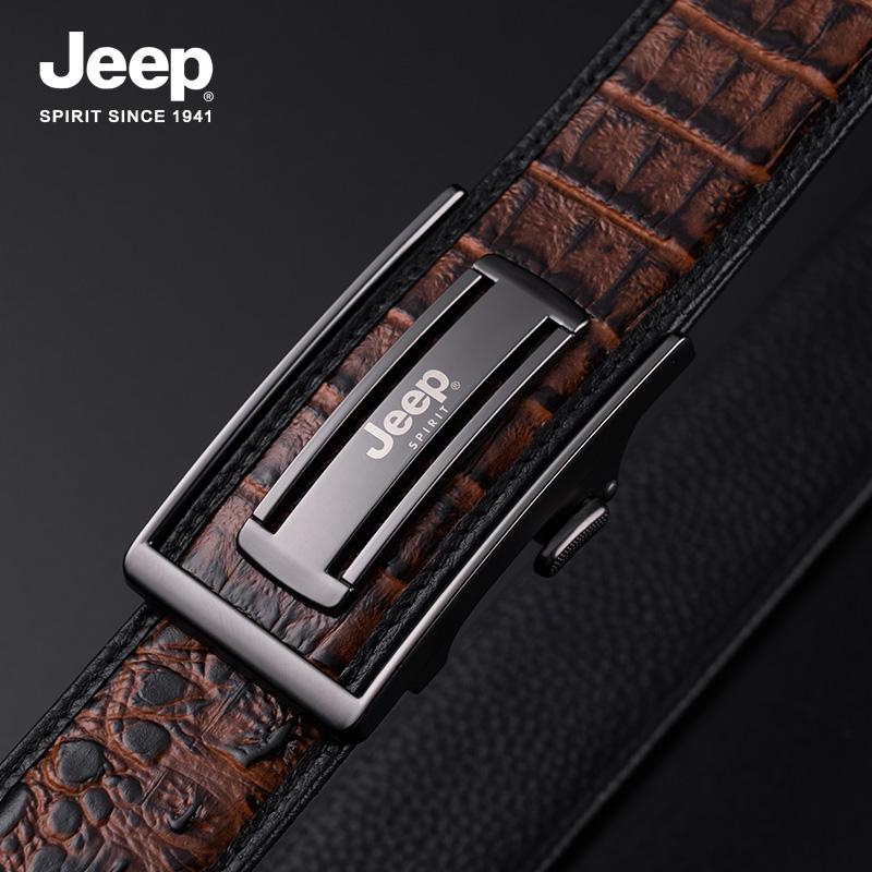 JEEP 악어무늬 소가죽 벨트 3.5cm 남성 비지니스 패션 허리띠 스트랩 정장 - 상세 이미지 5