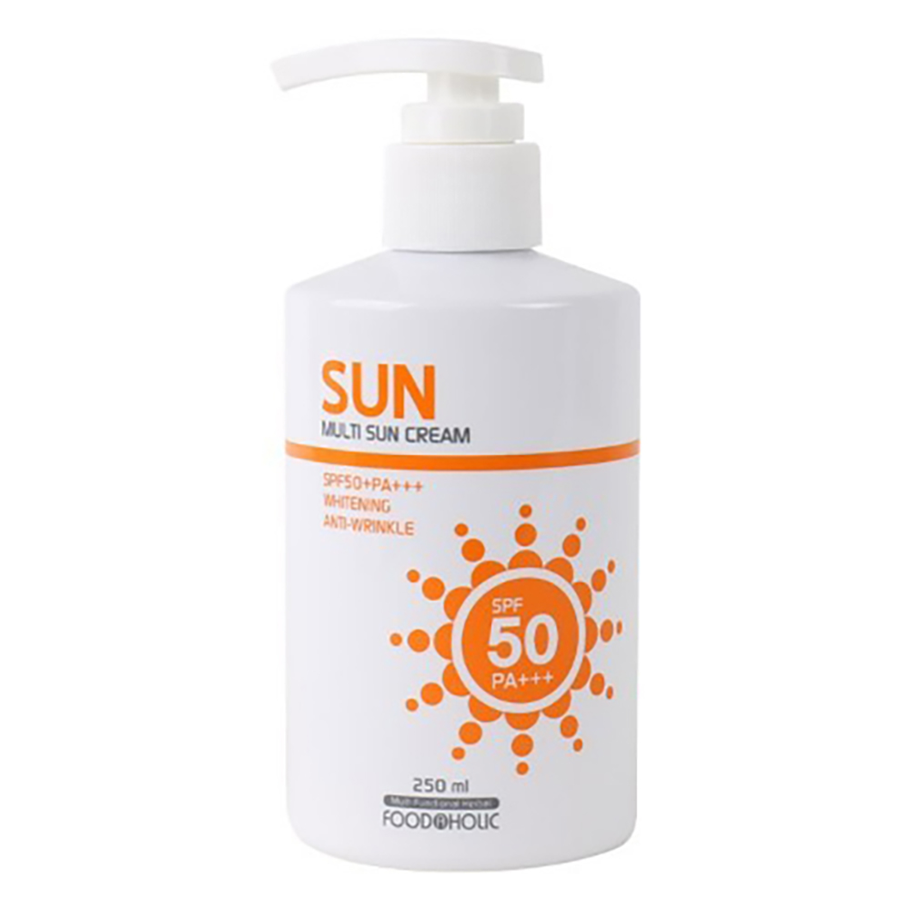 푸드어홀릭 대용량 멀티 선크림 250ml 펌프식 자외선차단제 온가족 바디선크림 - 상품 이미지
