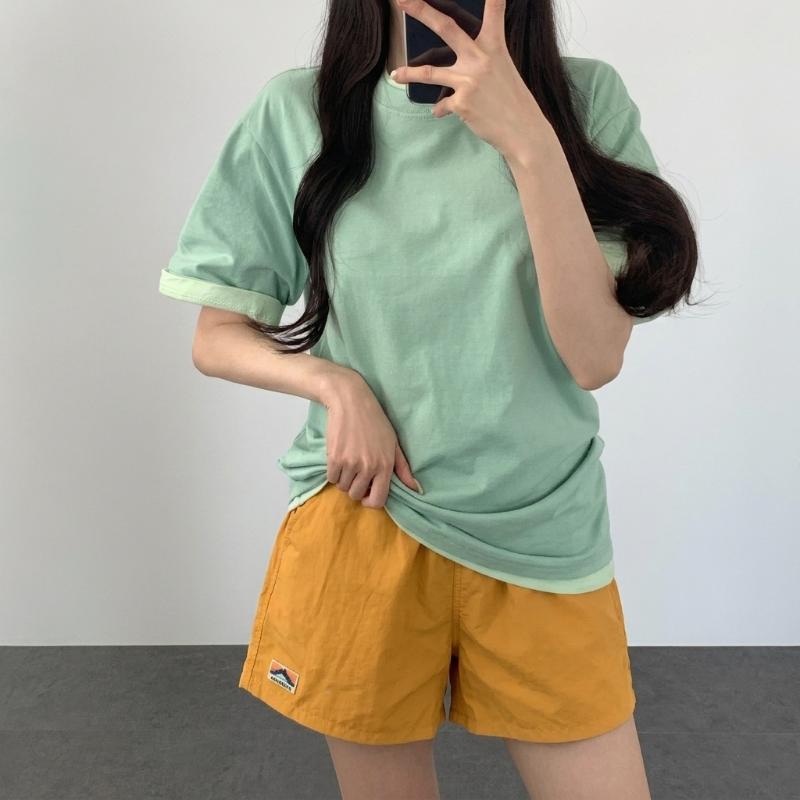 바스락 나일론 밴딩 숏팬츠 여름 와이드 4부 반바지 이미지 7