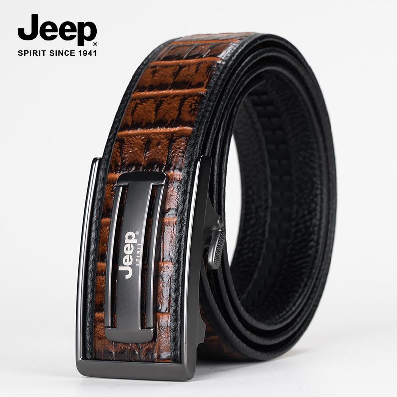 JEEP 악어무늬 소가죽 벨트 3.5cm 남성 비지니스 패션 허리띠 스트랩 정장 - 상세 이미지 2