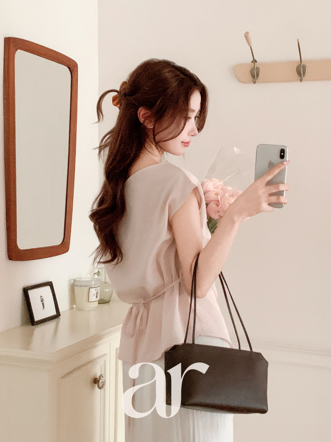 린넨 언발 셔링 블라우스 bs8775 이미지 8