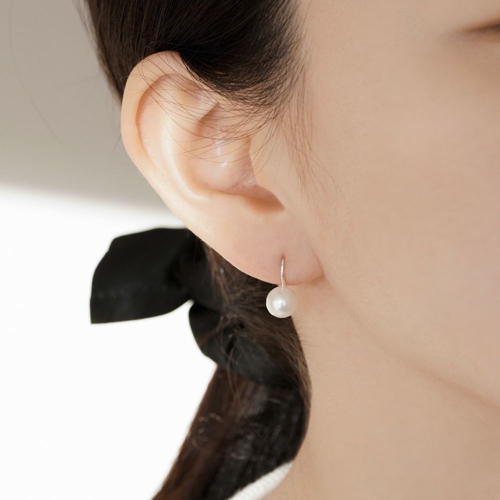 실버925 후프 진주 귀걸이 핵진주 6mm 8mm 이미지 6