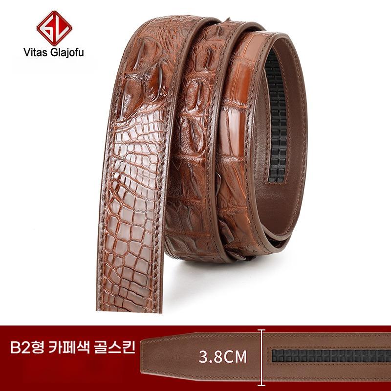 (브라운 등가죽 스트랩 단품) Vitas Glajofu 수입 태국 악어가죽 남성 정장허리띠 - 상세 이미지 2