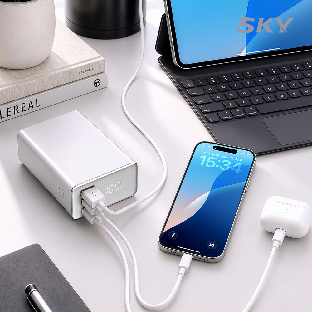 스카이 필 솔리드 반고체 세이프 20000mAh 22.5W 보조배터리 실버 이미지 6