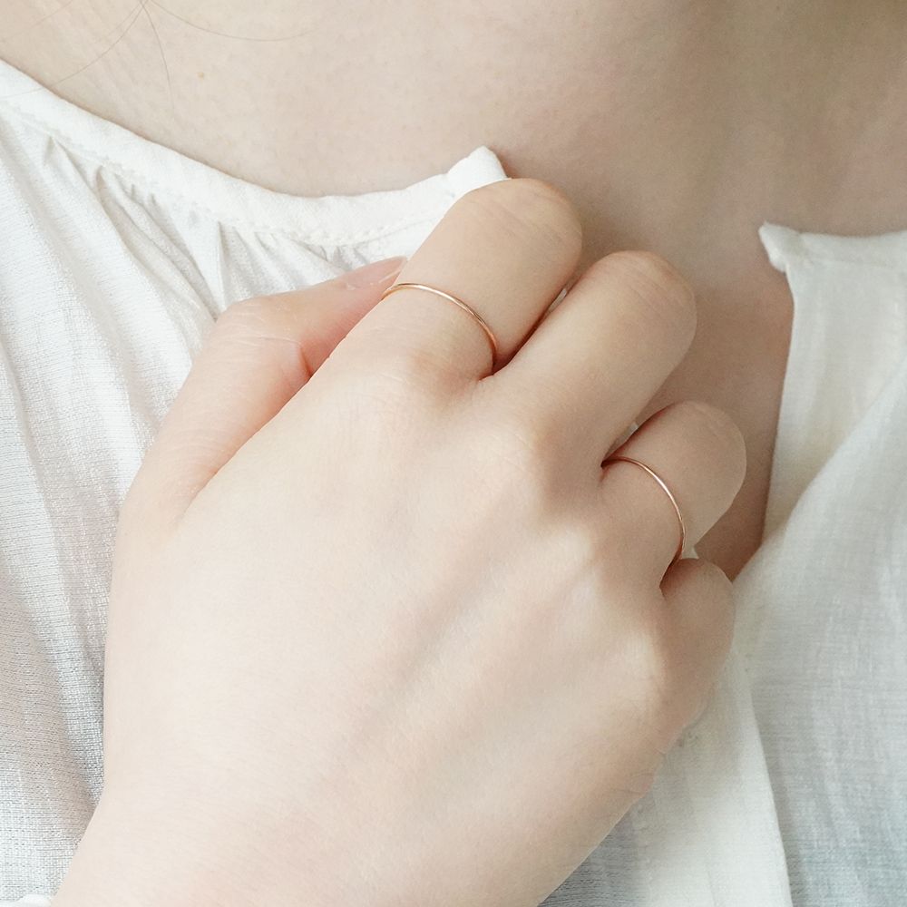 14K 18K 민자 금 링 반지 레이어드 애끼 - 상세 이미지 5