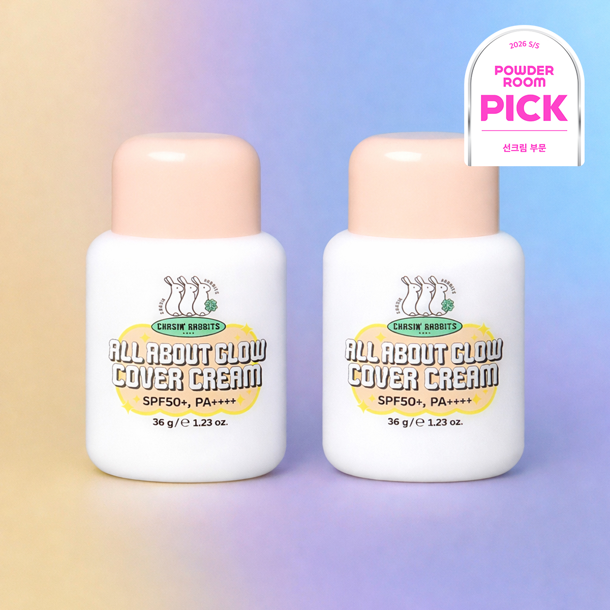 [2개] 체이싱래빗 올어바웃 글로우 파데프리 베이지 커버크림 35g SPF50+ PA++++ - 상품 이미지