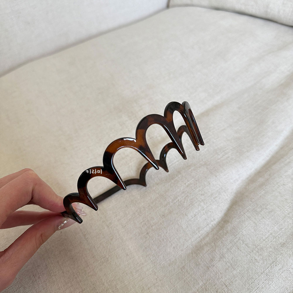 레오파드 톱니 웨이브 머리띠 이빨 세안 헤어 볼륨 가벼운 헤어밴드 - 상세 이미지 5