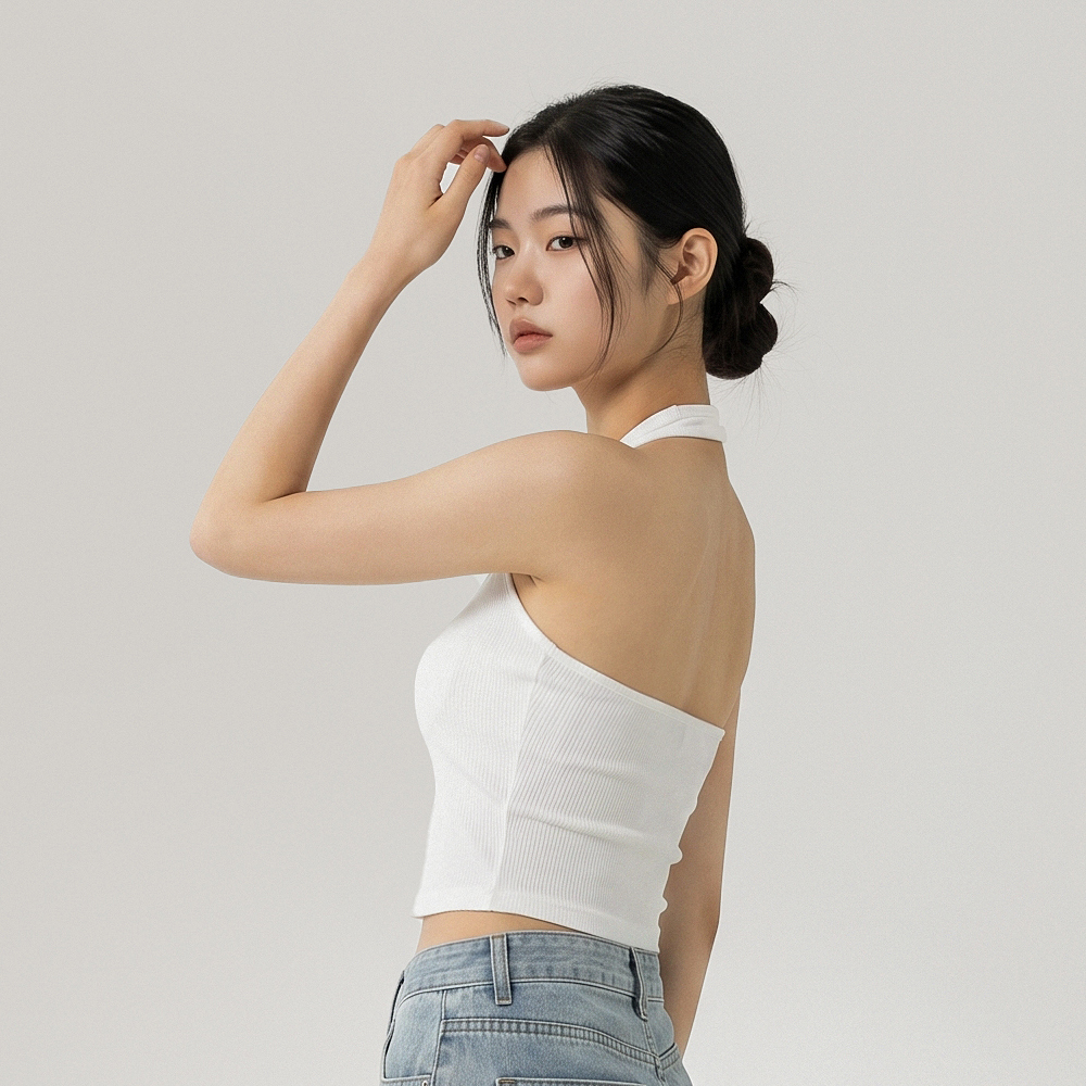 힙핑크 필링 코튼 홀터넥 브라탑 나시 (일체형패드) - 상세 이미지 2