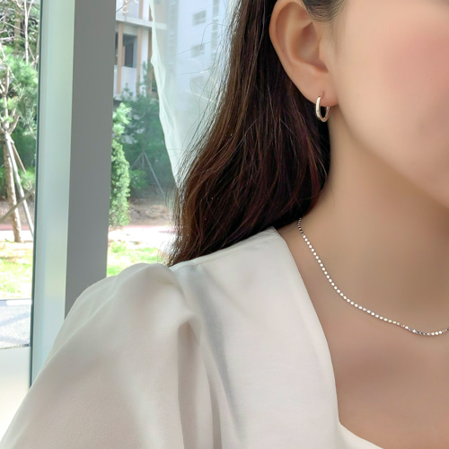 실버925 평자 원터치 데일리 링 귀걸이 - 상세 이미지 4