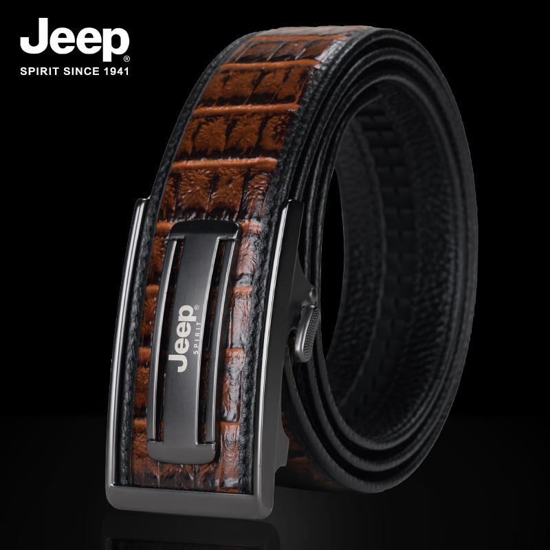 JEEP 악어무늬 소가죽 벨트 3.5cm 남성 비지니스 패션 허리띠 스트랩 정장 - 상세 이미지 3