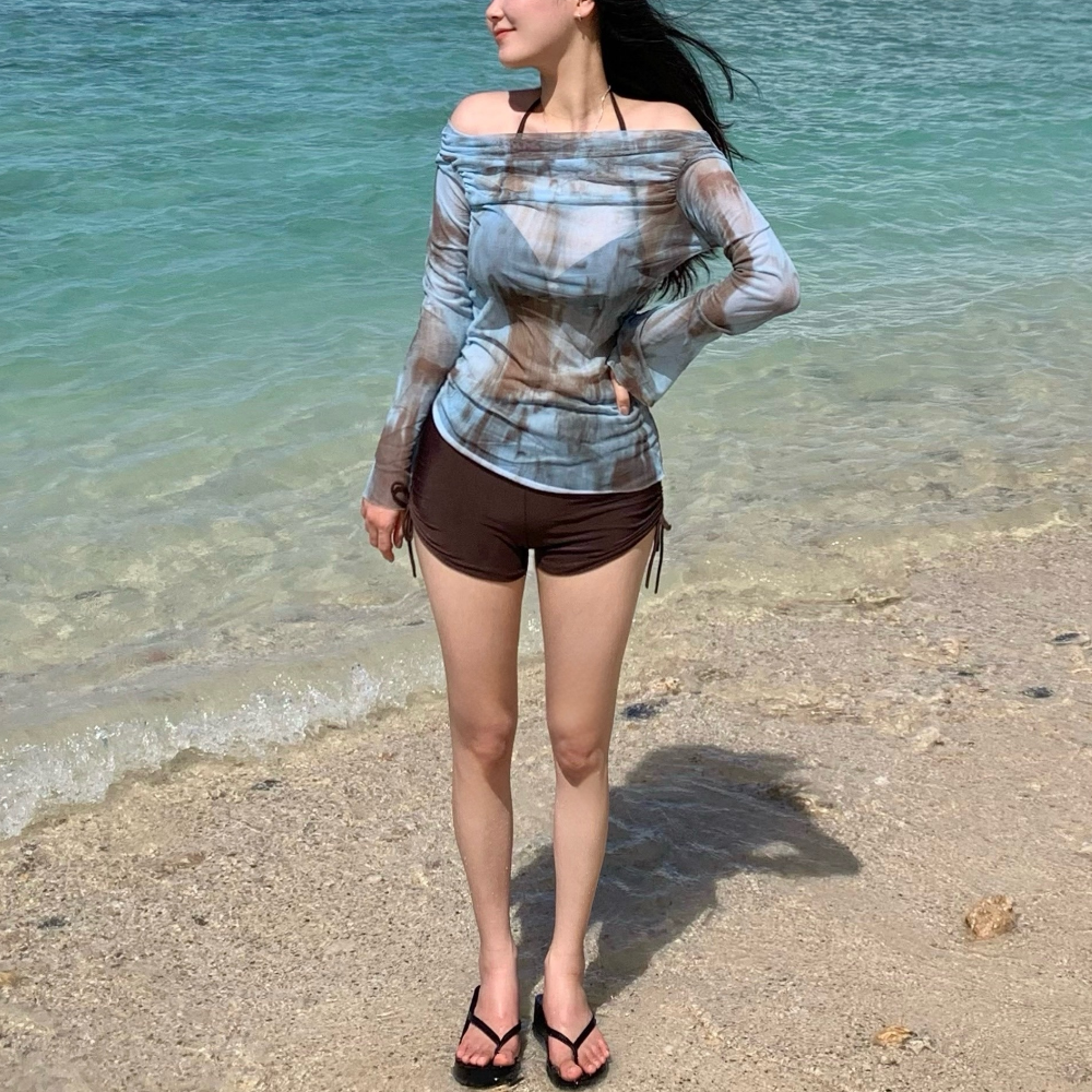 타이다이 체형커버수영복 유교걸수영복 스윔팬츠 비키니커버업 홀터넥비키니 - 상세 이미지 5