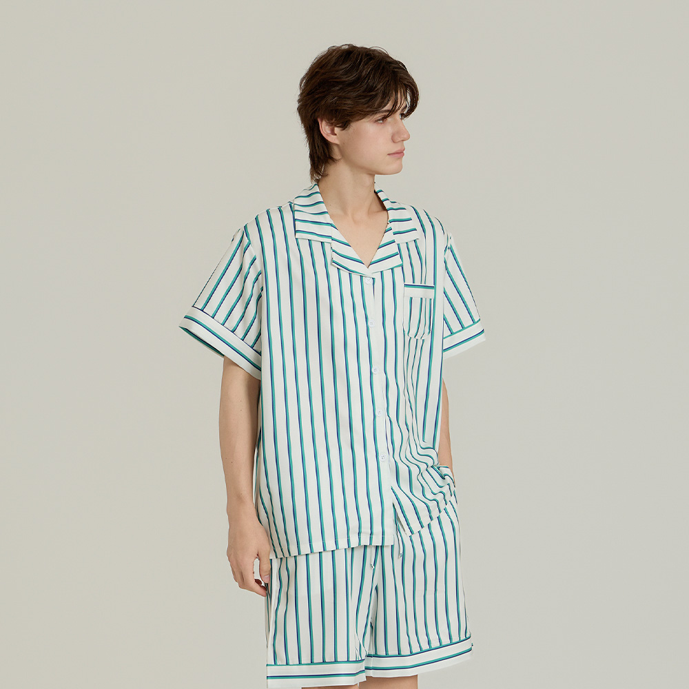 오션 브리즈 남성 숏 파자마 여름 홈웨어 반팔 반바지 잠옷 세트 L size 이미지 8