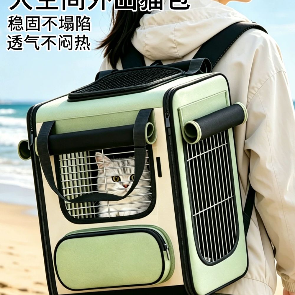 강아지 라이딩 가방 3면 통풍 고양이 가방 여름 강아지 이동가방 백팩 - 상세 이미지 2