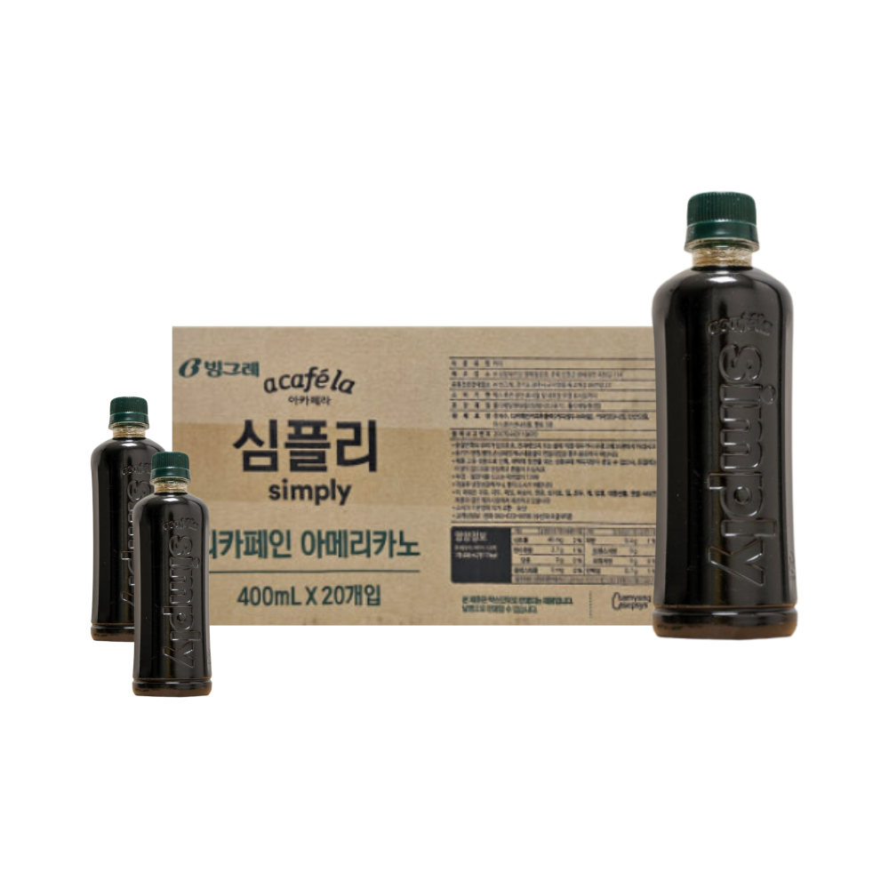 빙그레 아카페라 심플리 디카페인 아메리카노 400ml x20개입 커피 - 상품 이미지