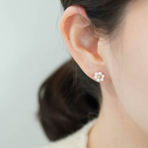 실버925 꽃 스와로브스키 진주 은 귀걸이 이미지 6